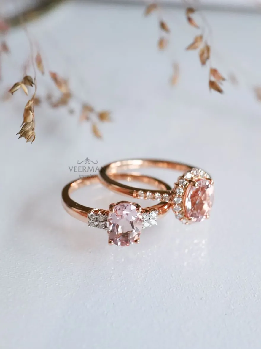 Roségouden ring morganiet en briljant + Luxe cadeau