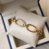 Schakelarmband ovaal 18 karaat geelgoud + Luxe Cadeau