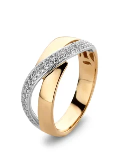 Slagring bicolor met briljant 0.26 crt. + Luxe cadeau