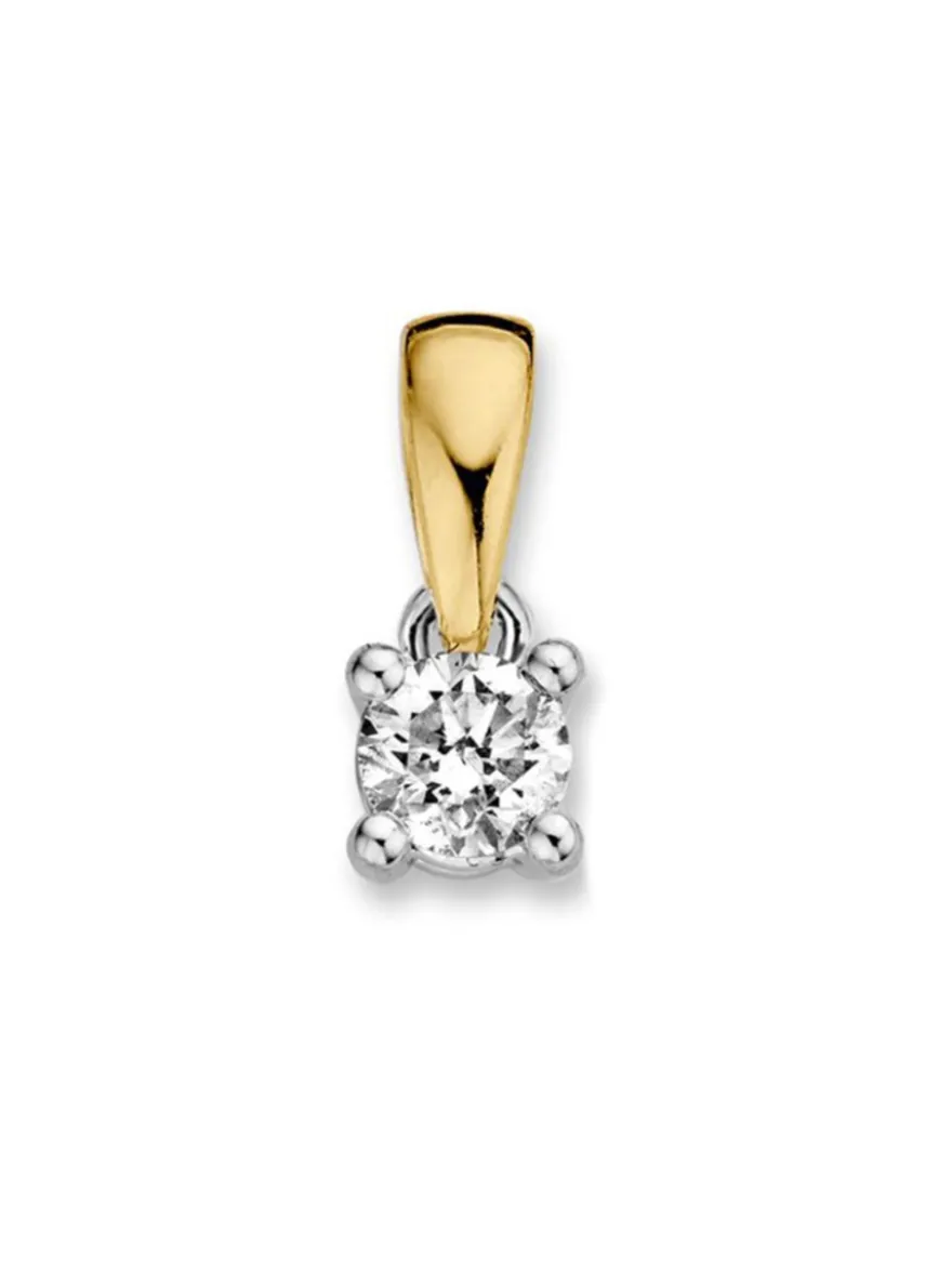 Solitair hanger bicolor met briljant 0,24crt. + Luxe Cadeau