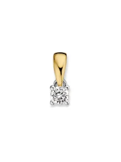 Solitair hanger bicolor met briljant 0,10crt. + Luxe Cadeau