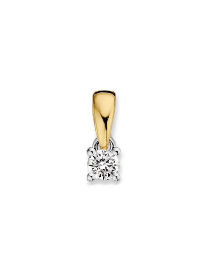 Solitair hanger bicolor met briljant 0,10crt. + Luxe Cadeau