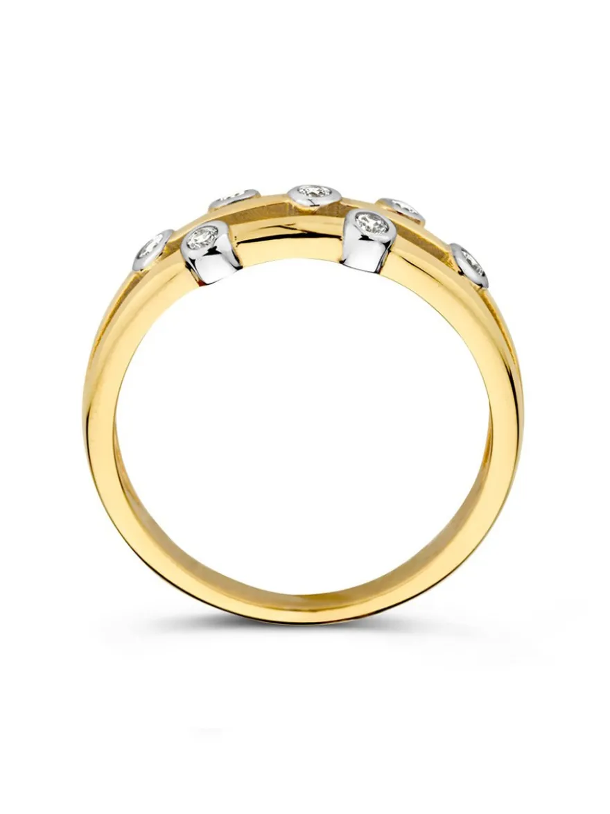 Speelse bicolor ring met zirkonia + Luxe Cadeau