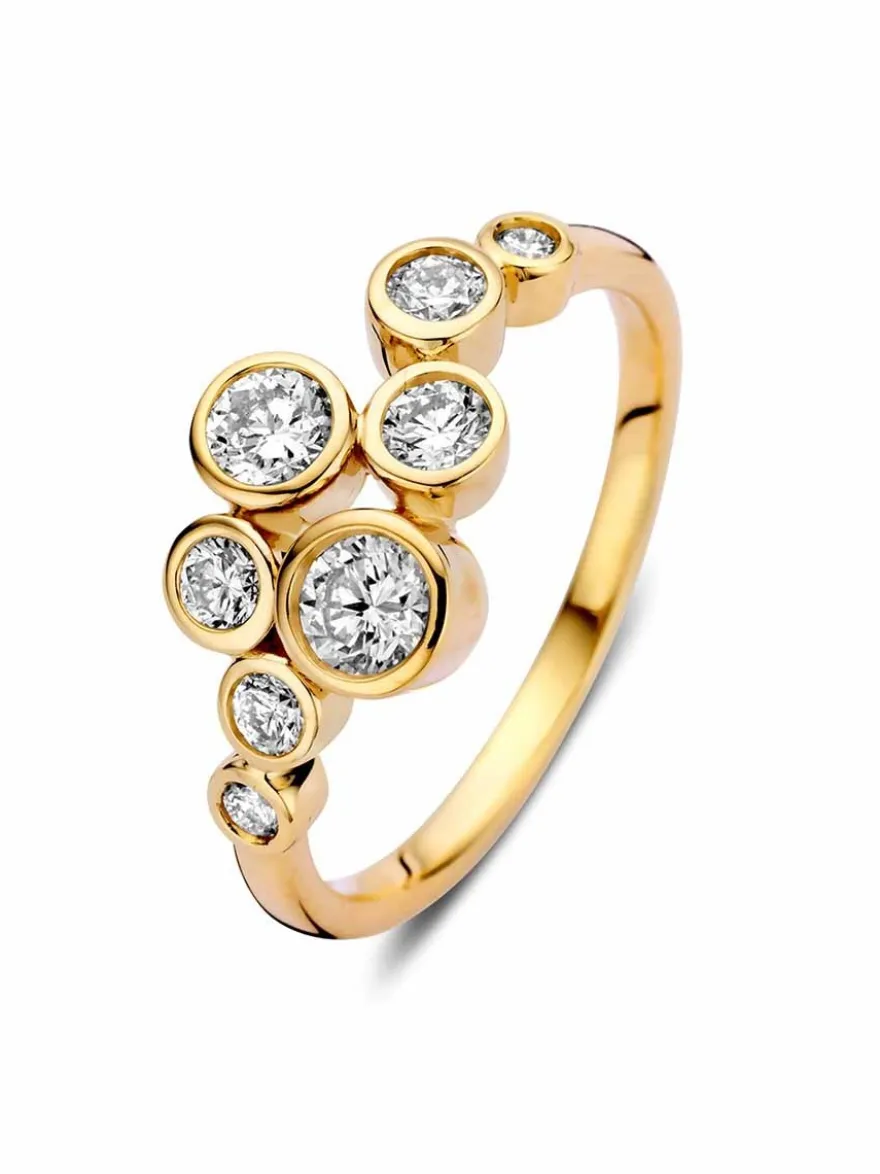 Speelse geelgouden ring met diamant 0.81 crt. + Luxe Cadeau