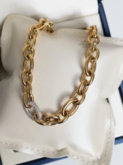 Uniek geelgouden schakelcollier met diamanten + Luxe Cadeau