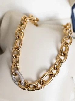 Uniek geelgouden schakelcollier met diamanten + Luxe Cadeau