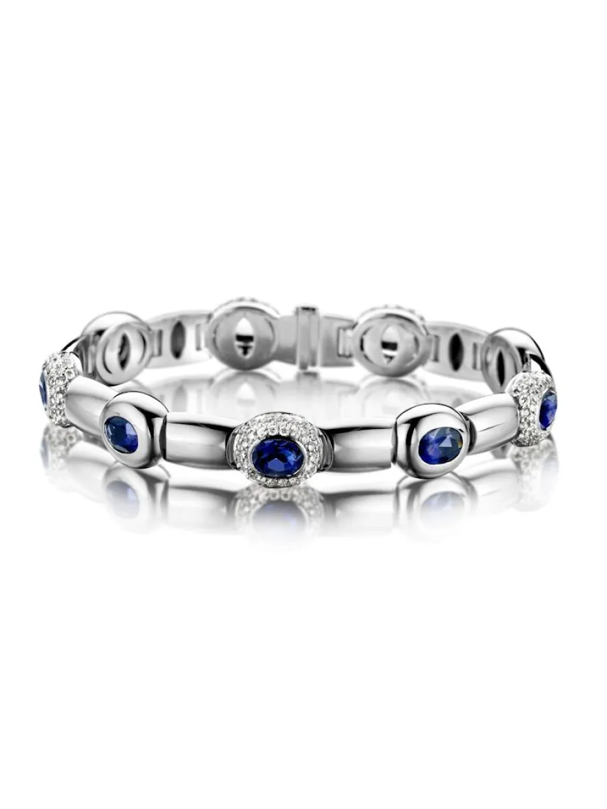 Witgouden armband met ioliet en diamant + Luxe cadeau