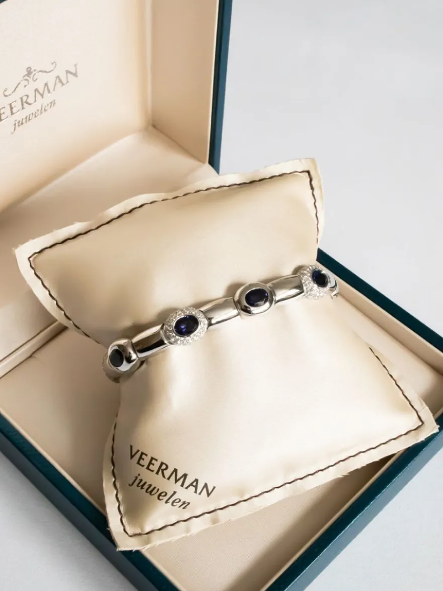 Witgouden armband met ioliet en diamant + Luxe cadeau