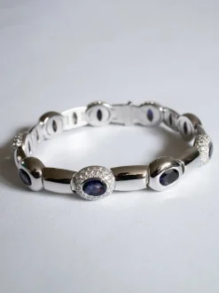 Witgouden armband met ioliet en diamant + Luxe cadeau