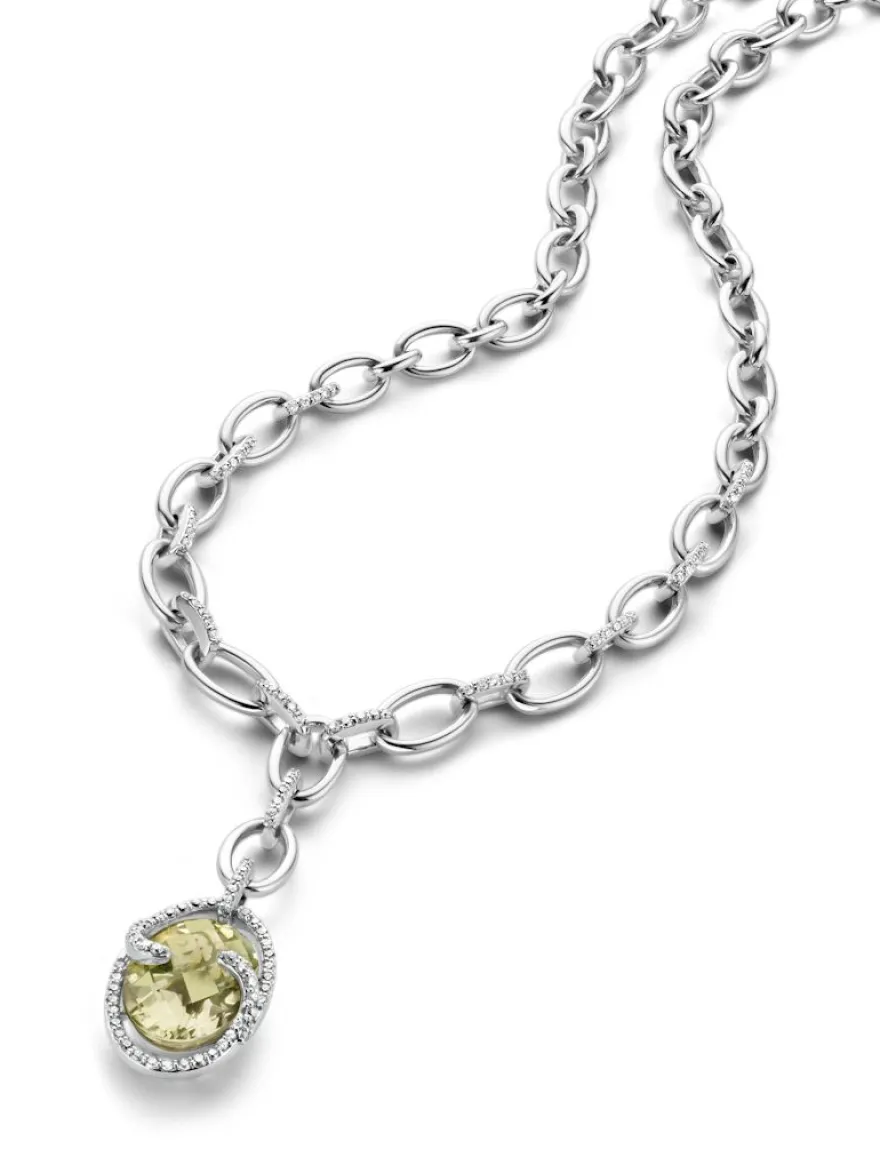 Witgouden collier met groene amethist | SALE