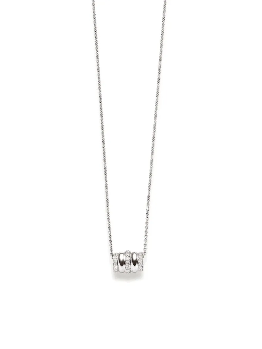 Witgouden collier met hanger tonnetje met briljant