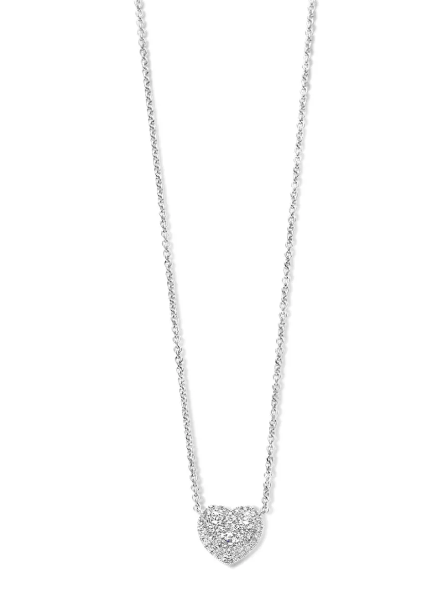 Witgouden collier met hartjes hanger 0,67crt. + Luxe Cadeau