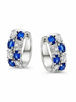 Witgouden creolen met saffier en diamant 1,20crt + Luxe Cadeau