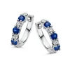 Witgouden oorringen met saffier en 0,18 crt diamant + Luxe Cadeau