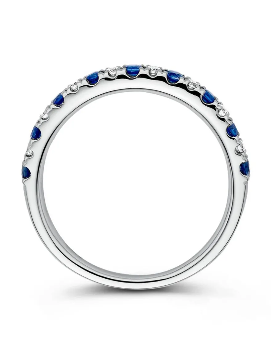 Witgouden rijring met saffier + Luxe Cadeau