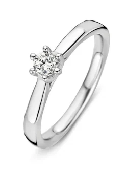 Witgouden ring met briljant 0,24crt. + Luxe cadeau