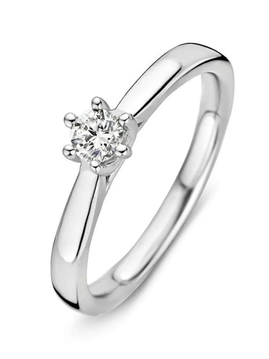 Witgouden ring met briljant 0,24crt. + Luxe cadeau