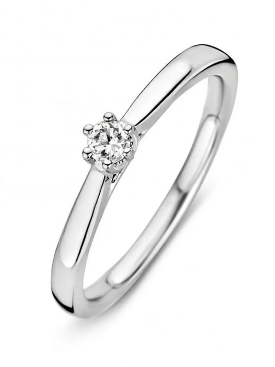 Witgouden ring met briljant 0,09crt. + Luxe Cadeau