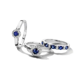 Witgouden ring met saffier