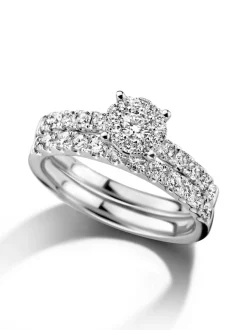 Witgouden ringenset met diamant 0,84crt. + Luxe Cadeau