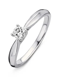 Witgouden solitair ring met briljant 0.24crt + Luxe cadeau