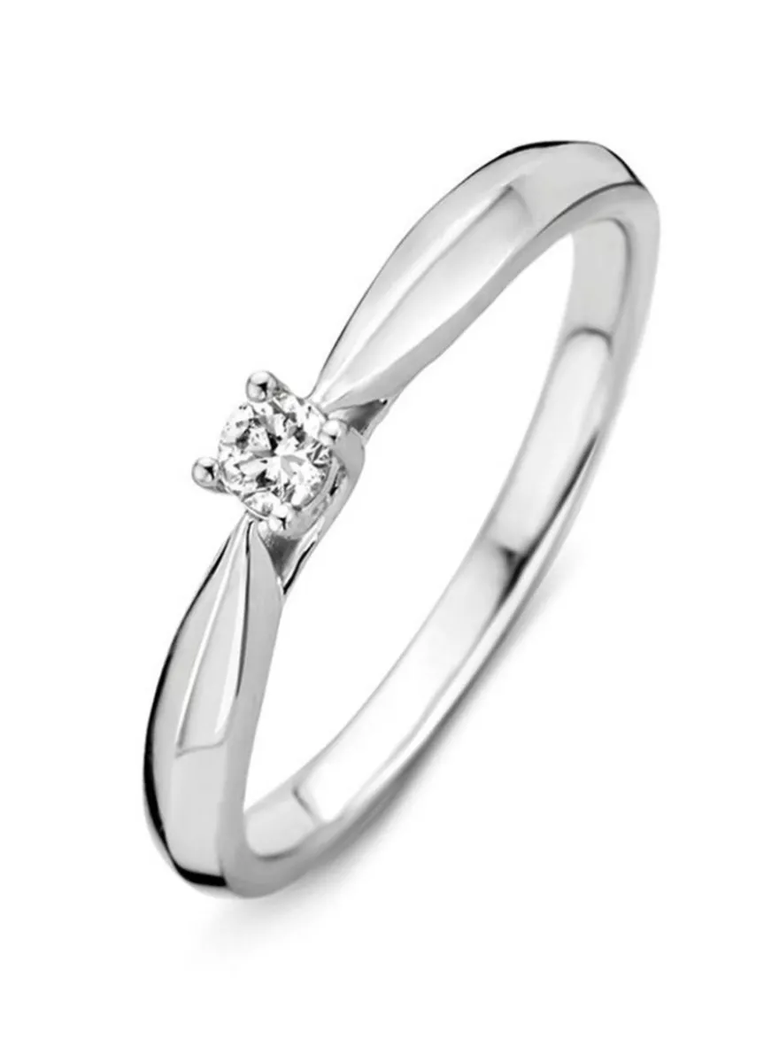 Witgouden solitair ring met briljant 0.09crt. + Luxe Cadeau