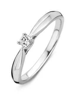 Witgouden solitair ring met briljant 0.16crt + Luxe cadeau