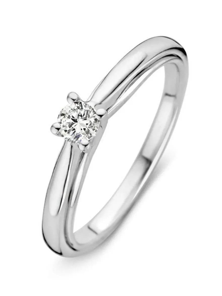 Witgouden solitair ring met briljant 0,20crt + Luxe Cadeau