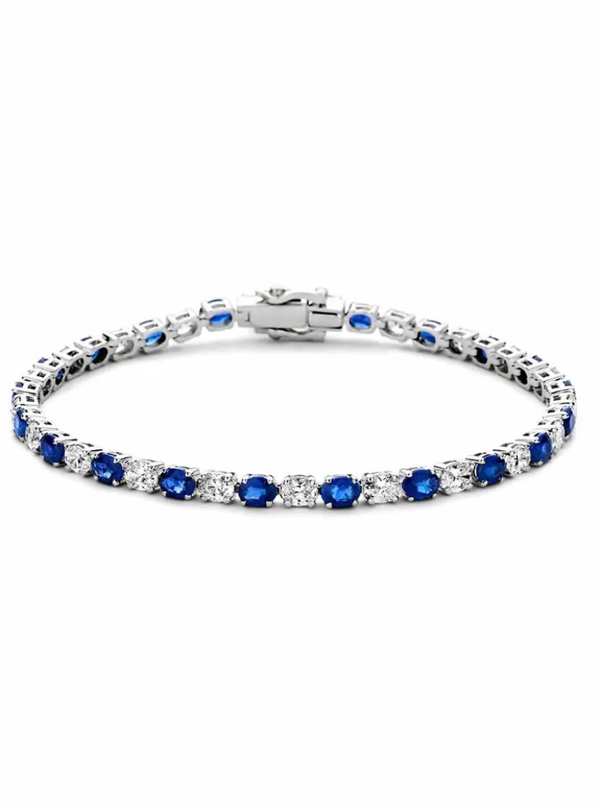 Witgouden tennisarmband met saffier en diamant 3,05crt + Luxe Cadeau
