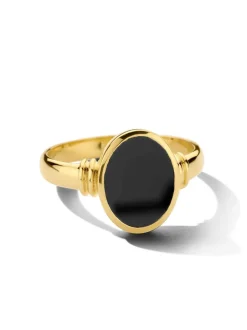 Zegelring geelgoud ovaal met onyx + Luxe cadeau